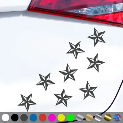 Produktbild von PantherPixel Nautischer Stern Aufkleber Seefahrt Kompass Set Sticker Auto Geschenkidee Farbe Dunkelgrau