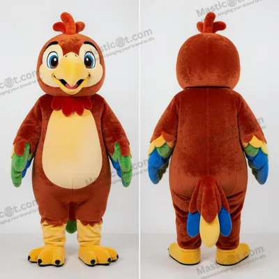 Produktbild von Rost-Papagei-Maskottchen MASTICOT im Cartoon-Stil