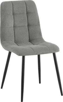 Immagine prodotto di Sedia da pranzo - Sedia da cucina - Seduta confortevole, struttura in metallo, tessuto a coste grigio