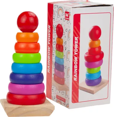 Zdjęcie produktu dla Klocki drewniane Piramid Sorter Montessori Wieża Klocki drewniane