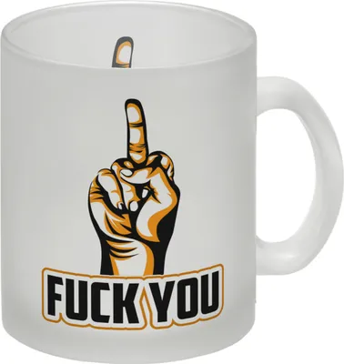 Produktbild von Fuck You Glas Tasse mit Mittelfinger Motiv