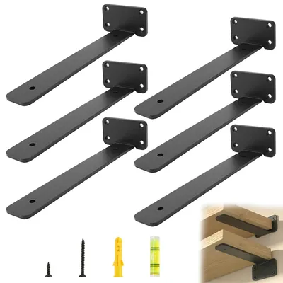 Schwebende Plankträger 20 cm, 6 Stück, 70 kg, schwarz