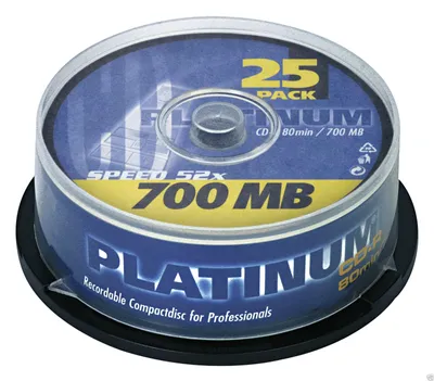 Produktbild von Platinum CD-R 700 MB CD-Rohlinge (52x Speed. 80 Min) 25er Spindel Cakebox