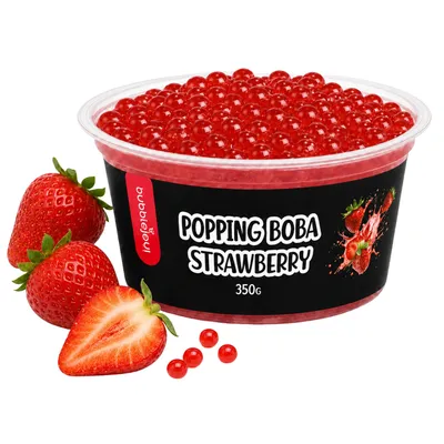 Produktbild von BubbleJoy Popping Boba Erdbeere 350 g Fruchtperlen für Bubble Tea