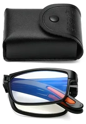 Immagine prodotto di Occhiali da lettura, design pieghevole portatile, funzione anti-luce blu, colore nero, +200 diottrie