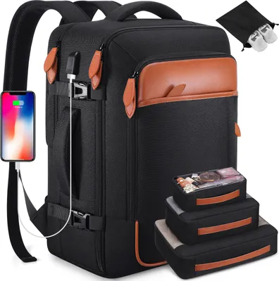 Produktbild von OKWISH 18 Zoll Bag Rucksack Schule Arbeit & Freizeit Outdoor Sport Wandertasche Fahrradrucksack Laptoprucksack Daypack mit USB- Rucksack Schwarz