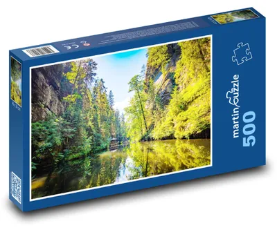 Produktbild von martinpuzzle - Puzzle 500 Teile - Fluss in einer Waldschlucht