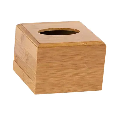 Immagine prodotto di Portafazzoletti in bambù Coperchio quadrato per casa, ristorante, ufficio, hotel Dimensioni ridotte 11,5x11,5x 8 cm