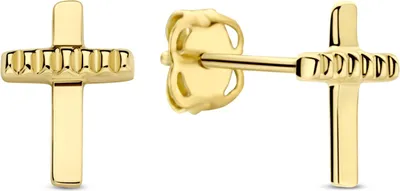 Produktbild von New Bling - 9NBG-0885 - 14K geelgouden Oorknoppen – Kruis – Dames Oorbellen