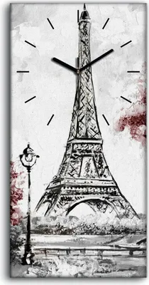 Produktbild von Dekor Leinwand Uhr Wandbilder 30x60 Straße Ansicht von Paris Landschaft - schwarze Hände