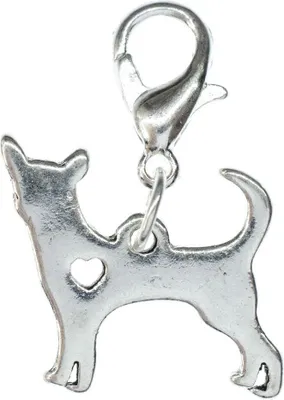 Produktbild von Chihuahua Hund mit Herz Charm Miniblings Anhänger Bettelarmband silber