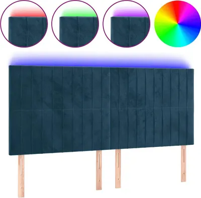 Produktbild von vidaXL LED Kopfteil Dunkelblau 180x5x118/128 cm Samt