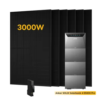 Produktbild von Powerness® Balkonkraftwerk , Anker SOLIX Solarbank 4 E5000 Pro Speicher mit 3x BP5000 Erweiterungsakku,3000W Module & Smart Meter 0% VAT