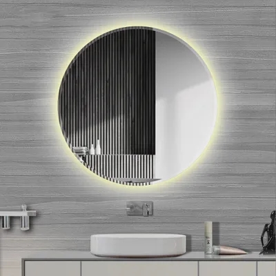 Produktbild von LED Rund Badspiegel  Anti-Fog Badspiegel Wandspiegel Badspiegel  Abgeschrägte 60*60cm （Warmweiß）