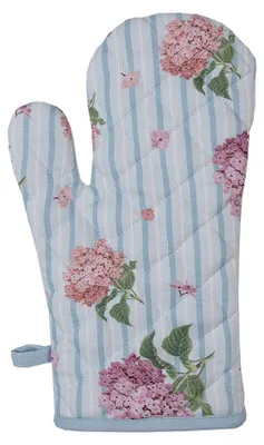 Produktbild von Clayre & Eef Kinderofenhandschuh 12x21 cm Blau Rosa Baumwolle Hortensie