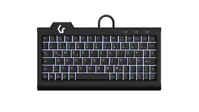 Produktbild von KeySonic KSK-3010ELC (DE), Super Mini Keyboard with backlit, USB/PS/2 Combo, black, Kabelgebunden, USB, Membran Key Switch, QWERTZ, LED, Schwarz