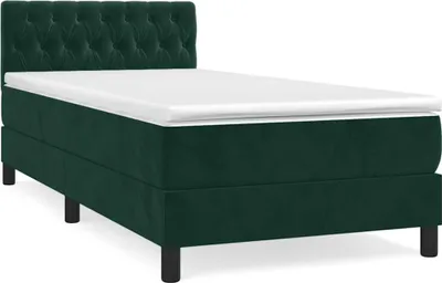 Produktbild von vidaXL Boxspringbett mit Matratze Dunkelgrün 90x200 cm Samt