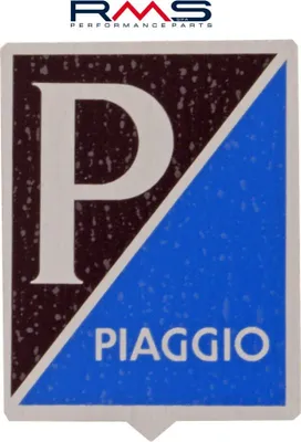 Image de Logo autocollant RMS Piaggio, dimensions 34 x 47 mm, compatible avec Vespa PX 80