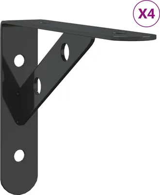 Obrázek produktu pro vidaXL Policové podpěry 4 ks 15x2,5x11,5 cm černá nerezová ocel