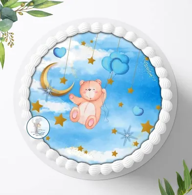 Produktbild von Für die Geburtstags Torte ein Tortenaufleger, Zuckerbild mit dem Motiv: Teddybär, Essbares Foto für Torten, Fondant, Ø 20cm, 1796z