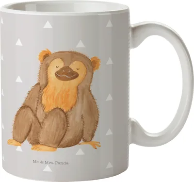 Produktbild von Mr. & Mrs. Panda Trinklernbecher Affe - Grau Pastell - Geschenk, Affen, Plastikbecher, Liebe, Kindertasse, Motivation, Selbstliebe, Kunststoffbecher, Pott, Wildtiere