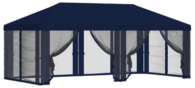 Image de vidaXL Tente de jardin avec toit et parois latérales 6 x 3 m Bleu Polyester 190