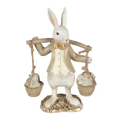 Image de Clayre & Eef Figurine Lapin 17 cm Beige Marron Polyrésine