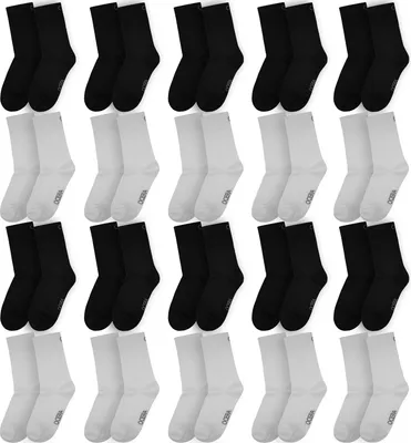 Produktbild von OCERA 20 Paar Kinder Socken für Mädchen und Jungen - Schwarz-Weiß-Mix 31/34