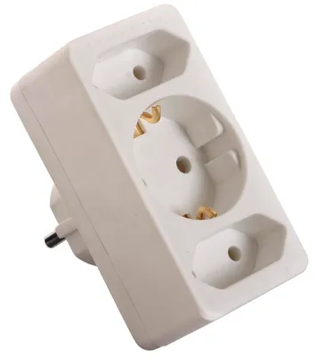 Produktbild von as-Schwabe Schutzkontaktstecker auf 2xEuro-Stecker & 1xSchuko 230V Weiß IP20