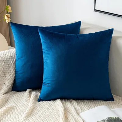 Produktbild von Samt Kissenbezug 40x40 cm Dunkelblau 2er Set