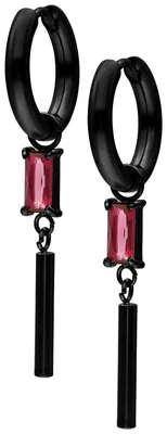 Produktbild von Wildcat Ohrringe - Little Square Crystal Hoops - Schwarz, Siam - Chirurgenstahl 316L - wasserfest, langlebig, hautverträglich, Schwarz-Siam