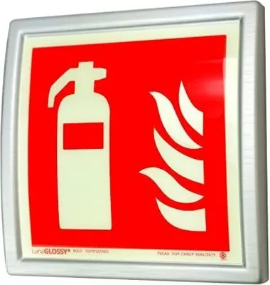 Produktbild von notlok Safety Work - 1x - Brandschutzschild - Feuerlöscher - glänzend - 15x15cm | Gebürstetem Aluminium-Kunststoffrahmen | Nachleuchtend