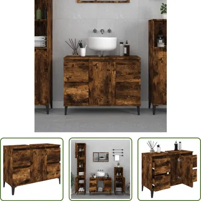 Obrázok produktu pre The Living Store Toaletná skrinka z dymového duba 80x33x60 cm Materiál na báze dreva