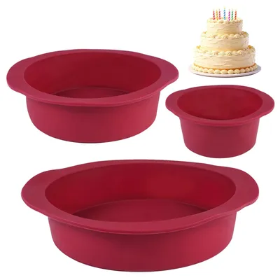 3 Silikon-Backformen rund, antihaftbeschichtet, BPA-frei, 12-25 cm