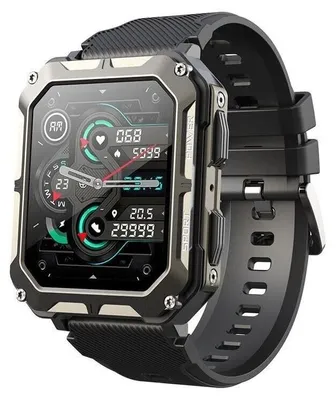 Zdjęcie produktu dla Wytrzymały smartwatch outdoorowy dla mężczyzn, z wyświetlaczem HD, w stylu militarnym, funkcja telefonu, wodoodporność IP68, ponad 120 trybów sportowych, kompatybilny z Androidem i iOS, kolor czarny