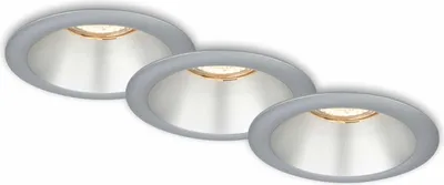 Image de Luminaires encastr s LED, lot de 3, GU10, douille encastr e, IP23, chrome, 9,5 cm Briloner