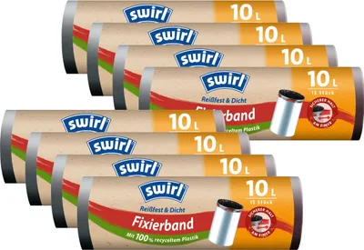 Produktbild von 8x Swirl Fixierband Müllbeutel 10L ( 15 stk./Rolle )