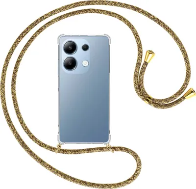 Produktbild von Handykette Backcover-Schutzhülle mit Band (Metall goldfarben) für Xiaomi Poco M6 Pro (6.67'') - braun+beige