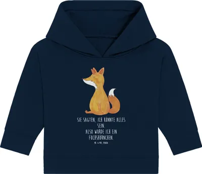 Produktbild von Mr. & Mrs. Panda Organic Baby Hoodie Einhorn Fuchs 12. - 18. Monat - French Navy - Geschenk, Fuchshörnchen, Füchse, Unicorn, Einhörner, Kapuzensweatshirt, Unicorns