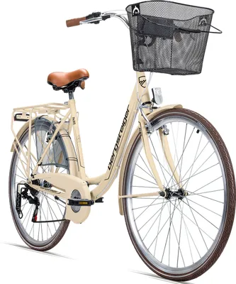 Produktbild von Bergsteiger Paris 28 Zoll Damenfahrrad, ab 160 cm, Korb, Fahrrad-Licht, Shimano 6 Gang-Schaltung, Damen-Citybike, Damenrad im Retro-Design