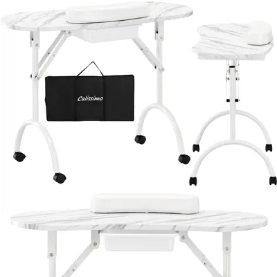 Obrázek produktu pro Skládací kosmetický stolek na manikúru mobilní bílý MT-017F-WHITE