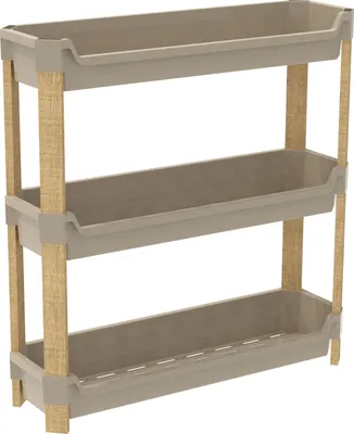 Produktbild von FixWood 3-lagiges modulares Regal – Naturholzoptik & cremefarben – Badezimmerregal, Küchenregal oder Pflanzenregal – Stabil & stapelbar – 60 x 20 x 70 cm