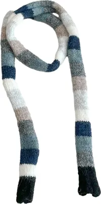 Produktbild von Regenbogenfarbener gestreifter Schal für Damen, lang, schmal, flauschig, gestrickt, dünn, Herbst-Winter-Strickschal, Outfit-Accessoires