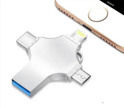 Immagine prodotto di Chiavetta USB 4-in-1 da 64 GB – USB 3.0, Type-C, Micro-USB, compatibile con smartphone e PC
