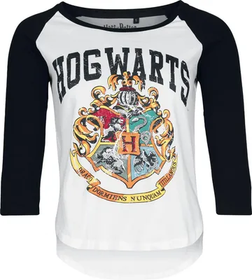 Produktbild von Harry Potter Langarmshirt Damen Hogwarts - Grunge weiß/schwarz S