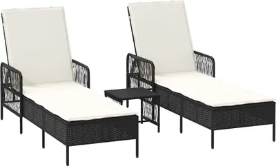 Zdjęcie produktu dla Leżak vidaXL, 3 szt., czarny i kremowo-biały, 55 x 200 x 92 cm