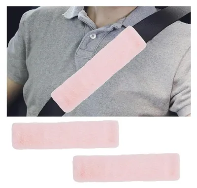 Produktbild von 2 Stück Auto Gurtpolster Rosa Kaninchenfellimitat Strapazierfähig
