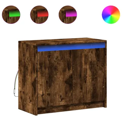 Image de Buffet LED chêne fumé 72x34x61 cm bois composite