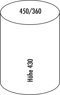 A cylindrical object with text indicating dimensions.