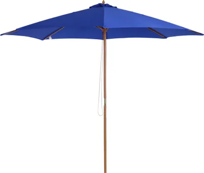 Produktbild von Outsunny Sonnenschirm Holz 300 cm Holzschirm Gartenschirm Balkonschirm Bambus Blau